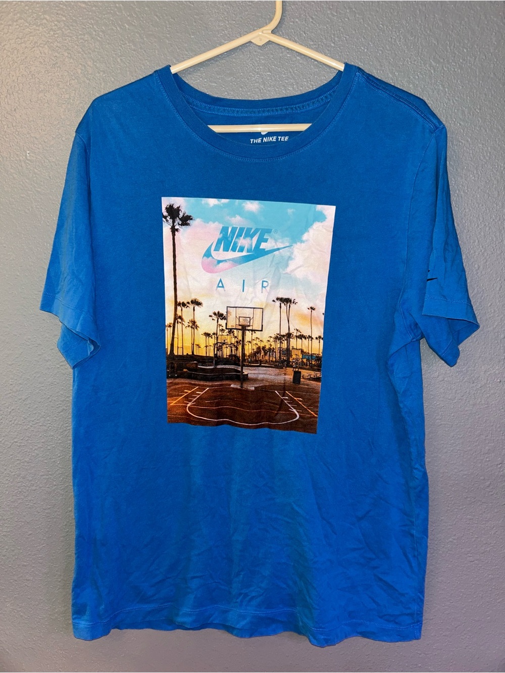 Nike Blue Graphic Basketball Court Tee for Men